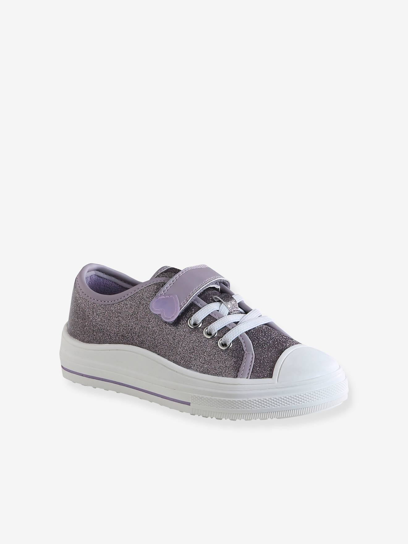 Basket lacets élastiqués et scratchées enfant collection maternelle lilas