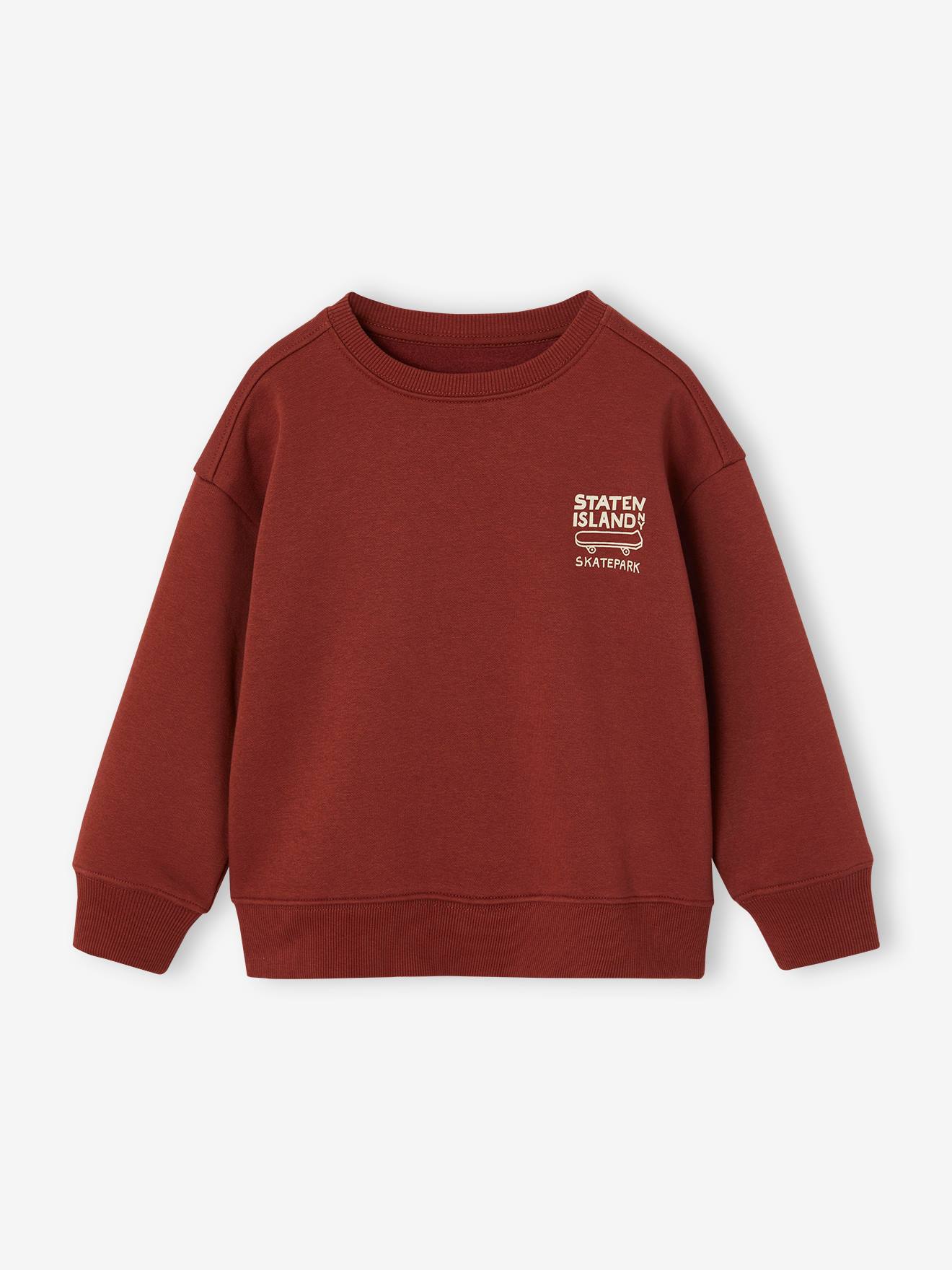 Sweat couleur motif poitrine Basics garçon terracotta