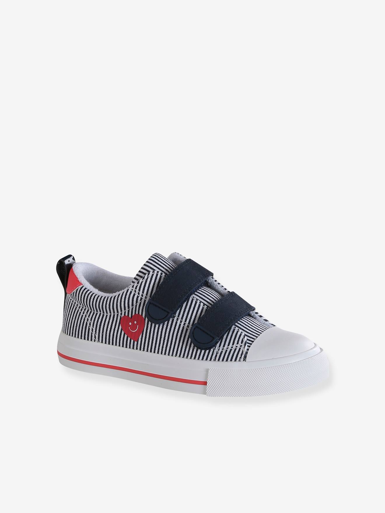Baskets rayées scratchées enfant collection maternelle rayé bleu
