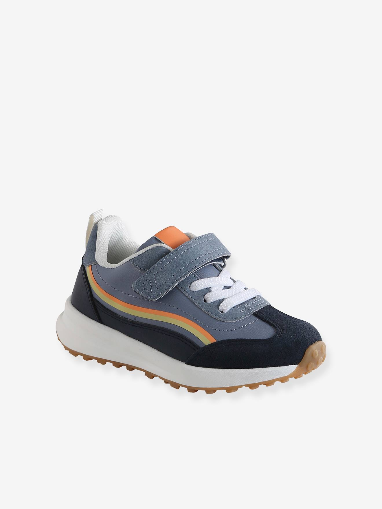 Baskets enfant garçon synthétique à scratchs lot bleu