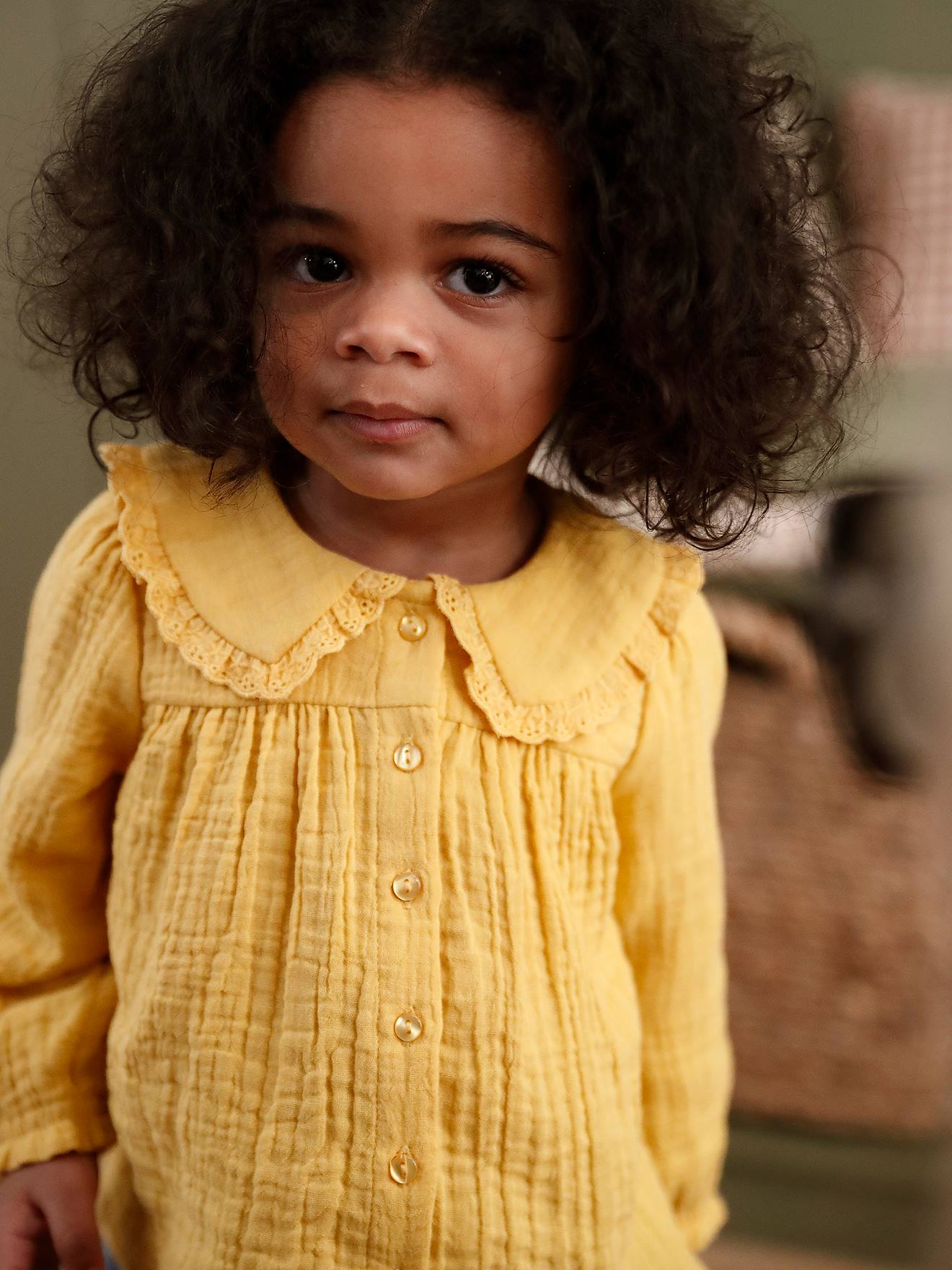 Chemise en gaze de coton bébé ocre