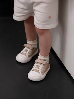 Chaussures-Chaussures bébé 17-26-Baskets bébé fille synthétique lacets élastiqués et scratch