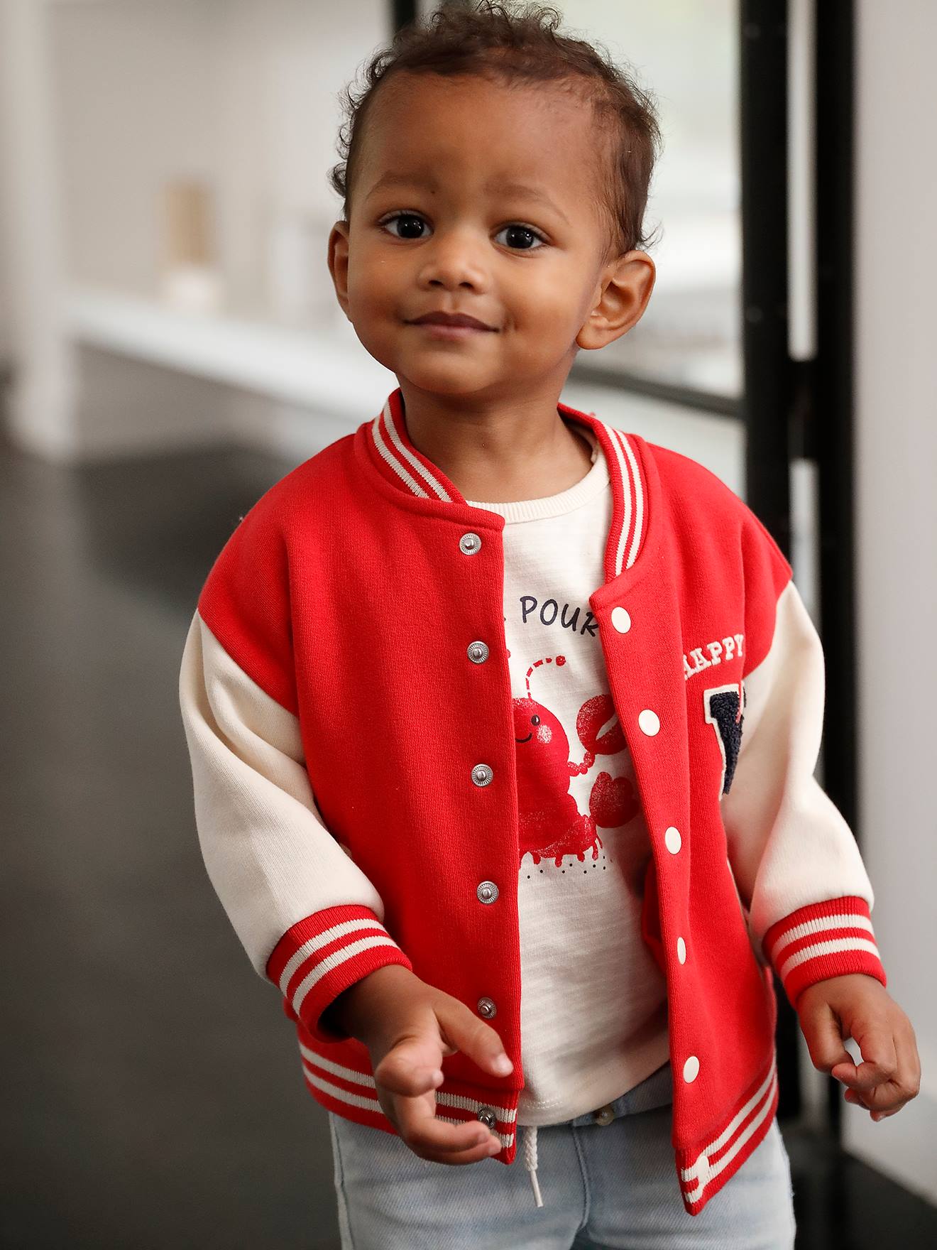Blouson teddy bébé en molleton rouge