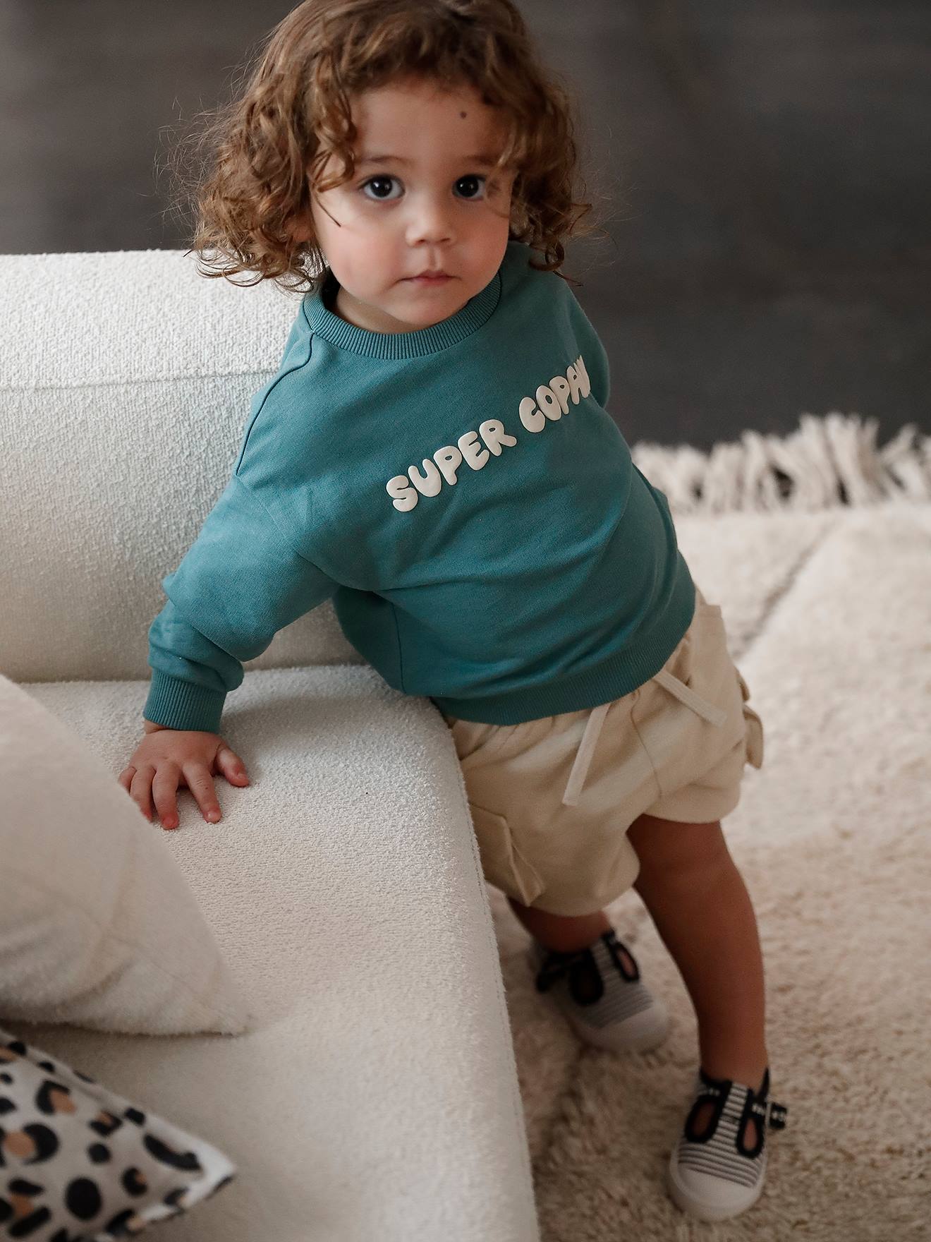 Sweat bébé personnalisable pressionné dos vert émeraude