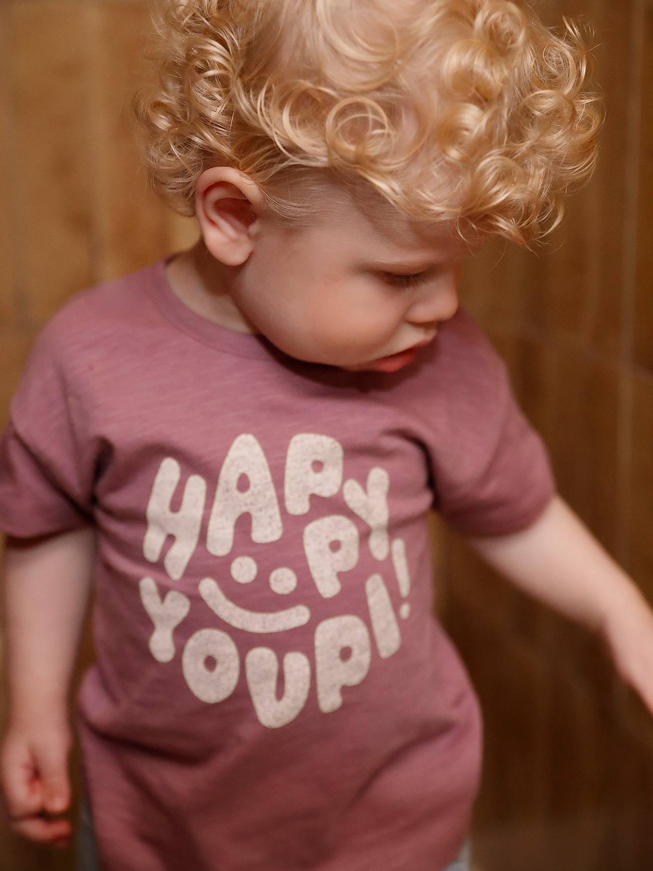 T-Shirt Happy Youpi bébé manches courtes en coton bio violet