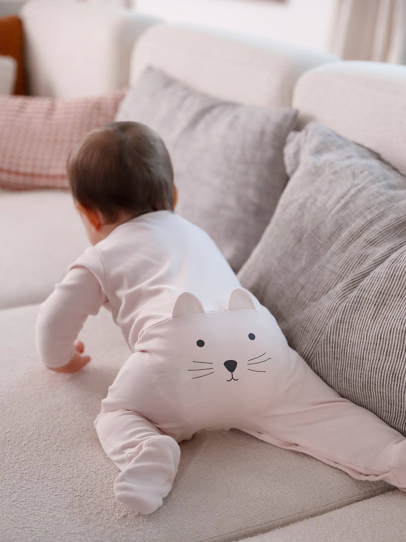 Pyjama bébé chat rose pâle (Vertbaudet) - Image 2
