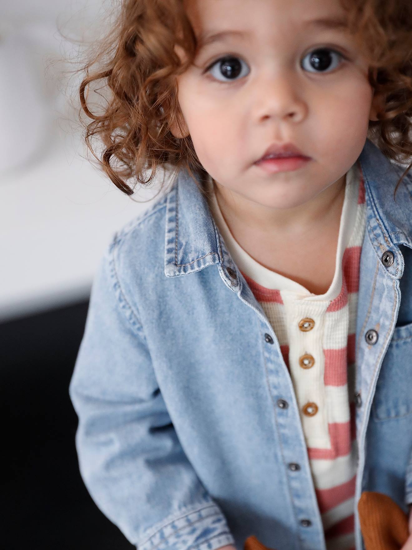 Chemise bébé en jean pressionnée personnalisable double stone