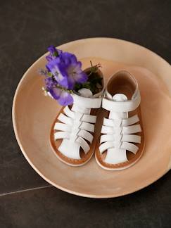 Chaussures-Chaussures bébé 17-26-Sandales scratchées cuir bébé bout fermé