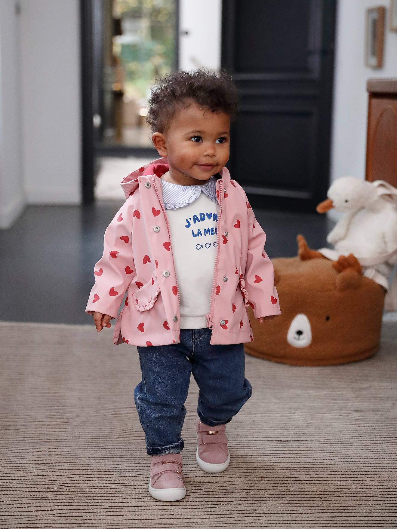 Ciré avec capuche bébé fille rose