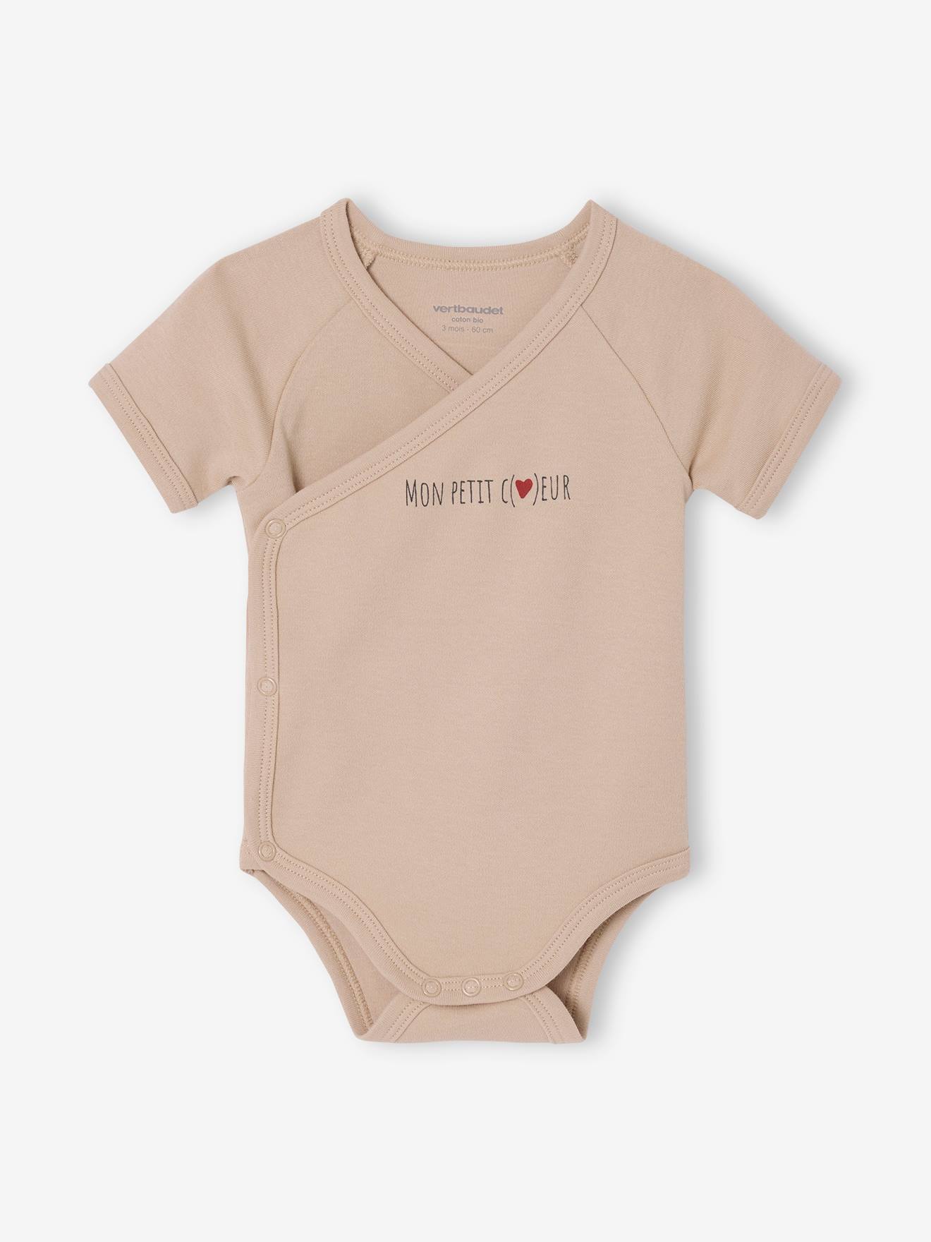 Lot de 3 bodies naissance manches courtes "mon petit c½ur" bleu ciel (Vertbaudet) - Image 2