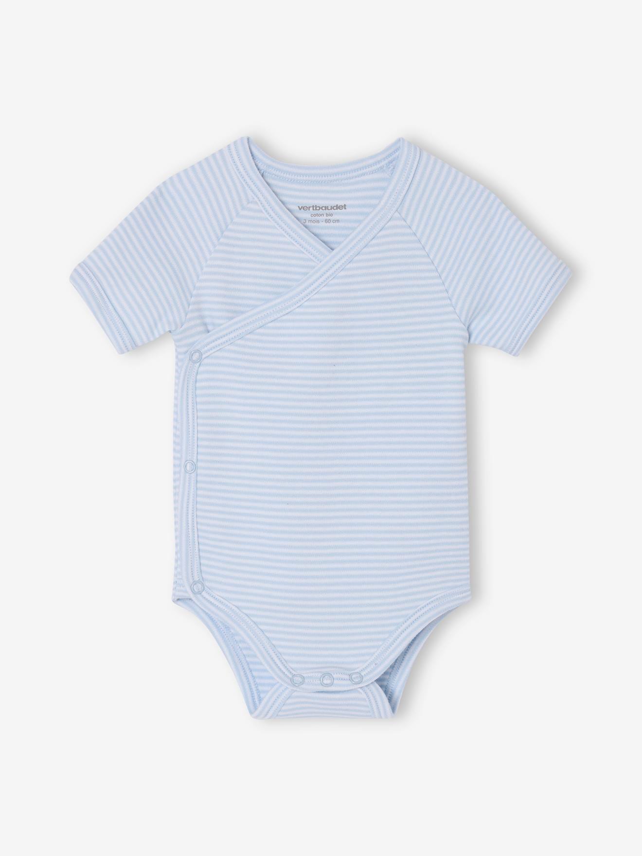 Lot de 3 bodies naissance manches courtes "mon petit c½ur" bleu ciel (Vertbaudet) - Image 1