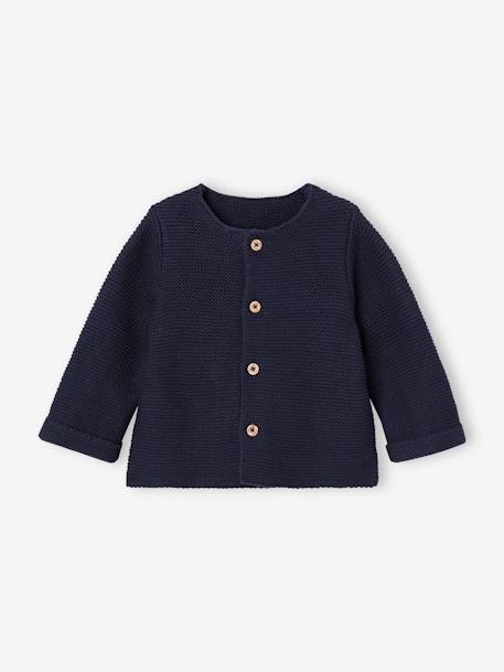 Bébé-Pull, gilet, sweat-Gilet bébé naissance maille point mousse
