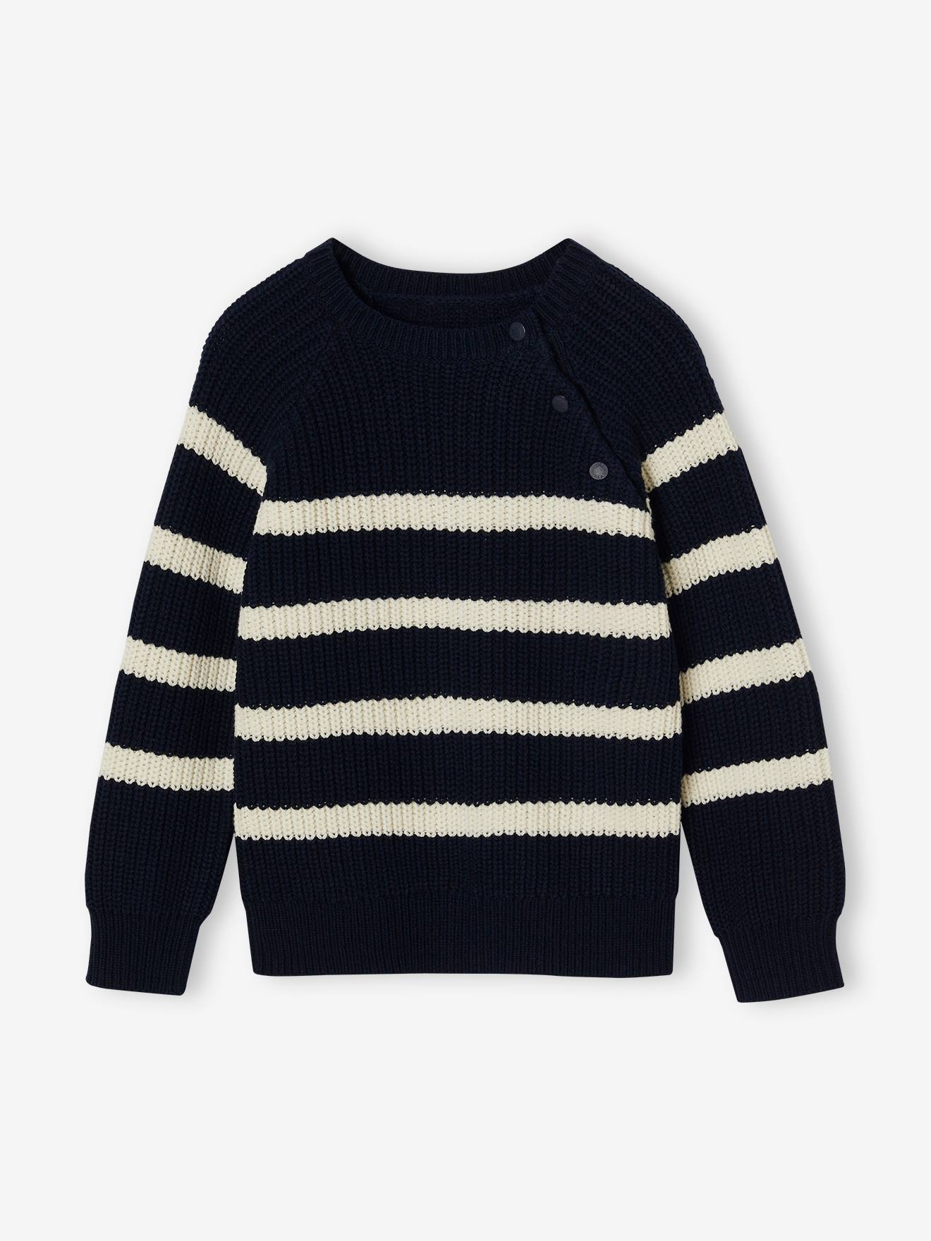 Pull rayé garçon encre
