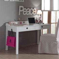 Chambre et rangement-Bureau enfant pin massif blanc 130x60 Hauteur 85cm Iris