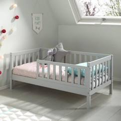 Chambre et rangement-Chambre-Petit lit enfant avec sommier en pin massif gris 70x140 Suzon