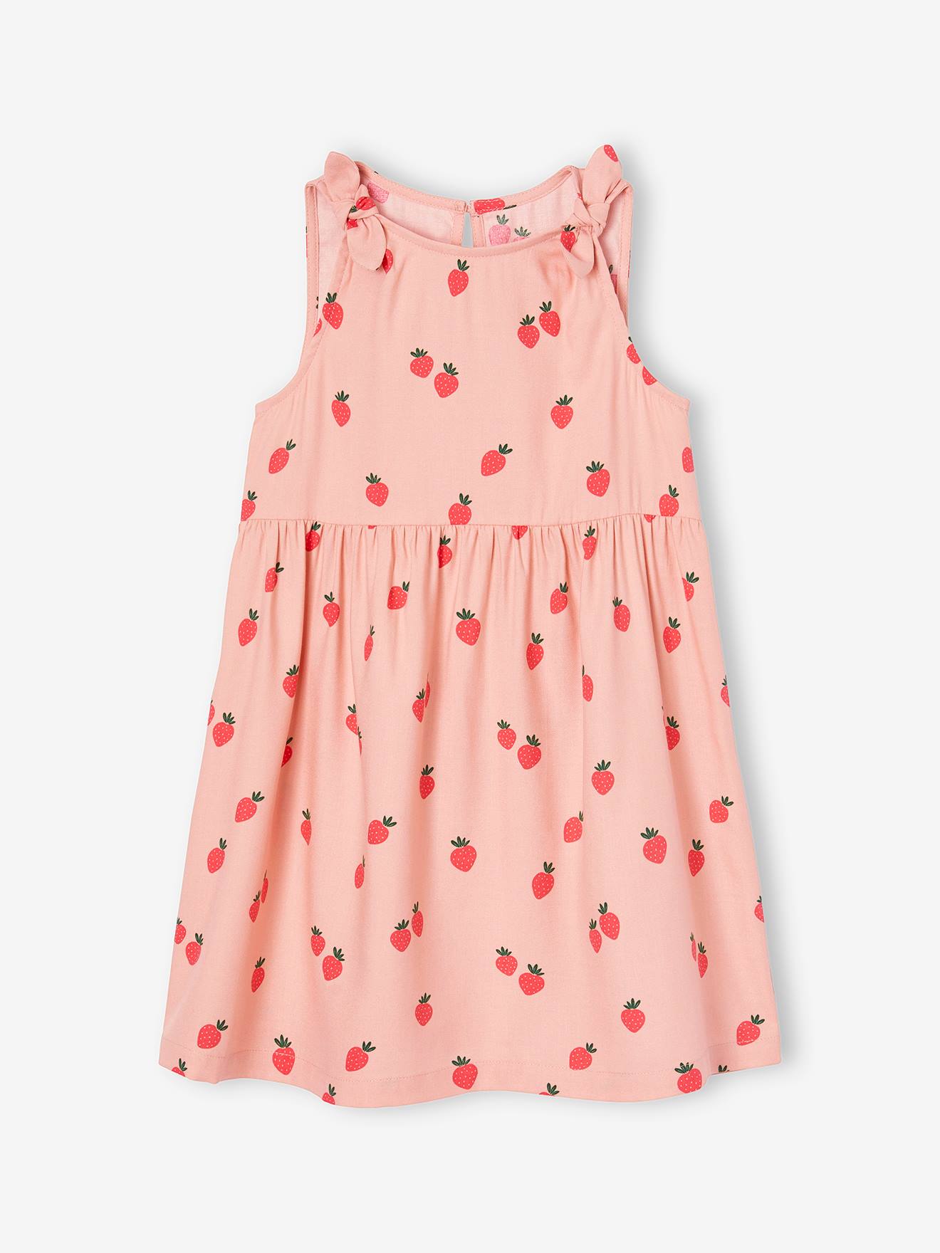 Robe sans manches imprimée à nouettes fille rose poudré