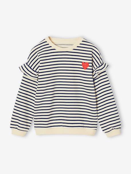 Sweat fille rayé manches à volants  - vertbaudet enfant