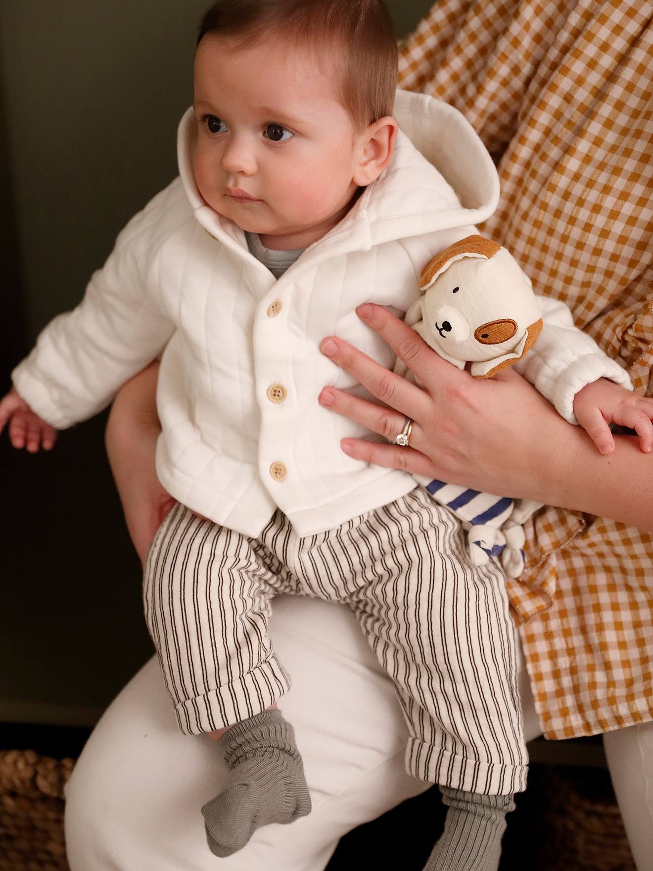 Pantalon coupe sarouel en gaze de coton rayé blanc