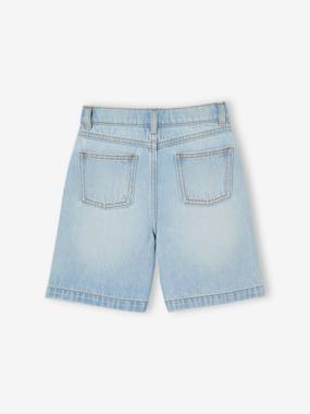 Vêtement Fille 100% Coton VERTBAUDET Short Jean Brodé Fleurs Fille - 100% Coton - Ceinture Ajustable - Taille 14 Ans Short Jean Fille Vertbaudet Fleurs
