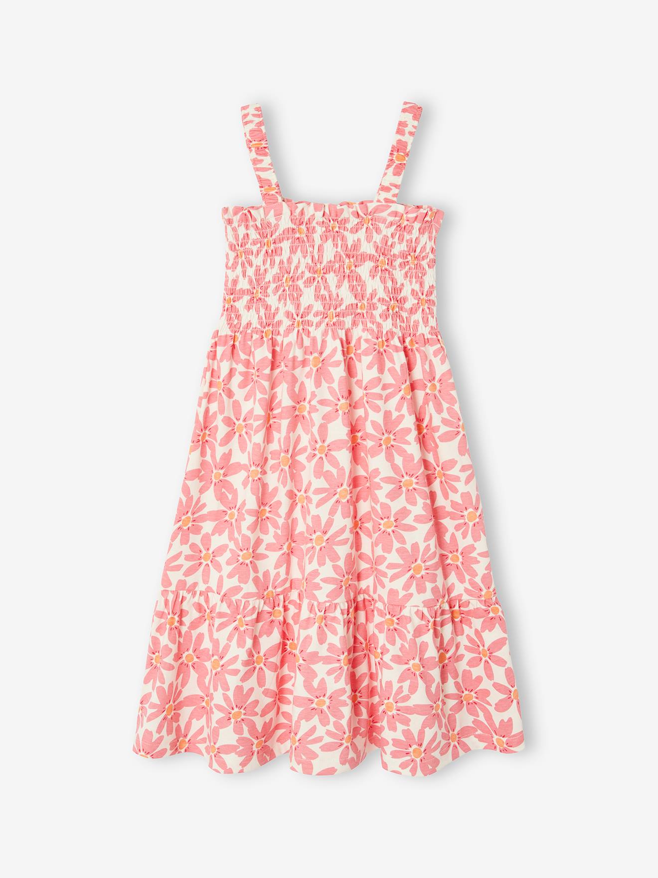 Robe smockée à bretelles fille vanille