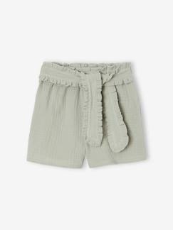 -Short en gaze de coton avec ceinture fantaisie fille