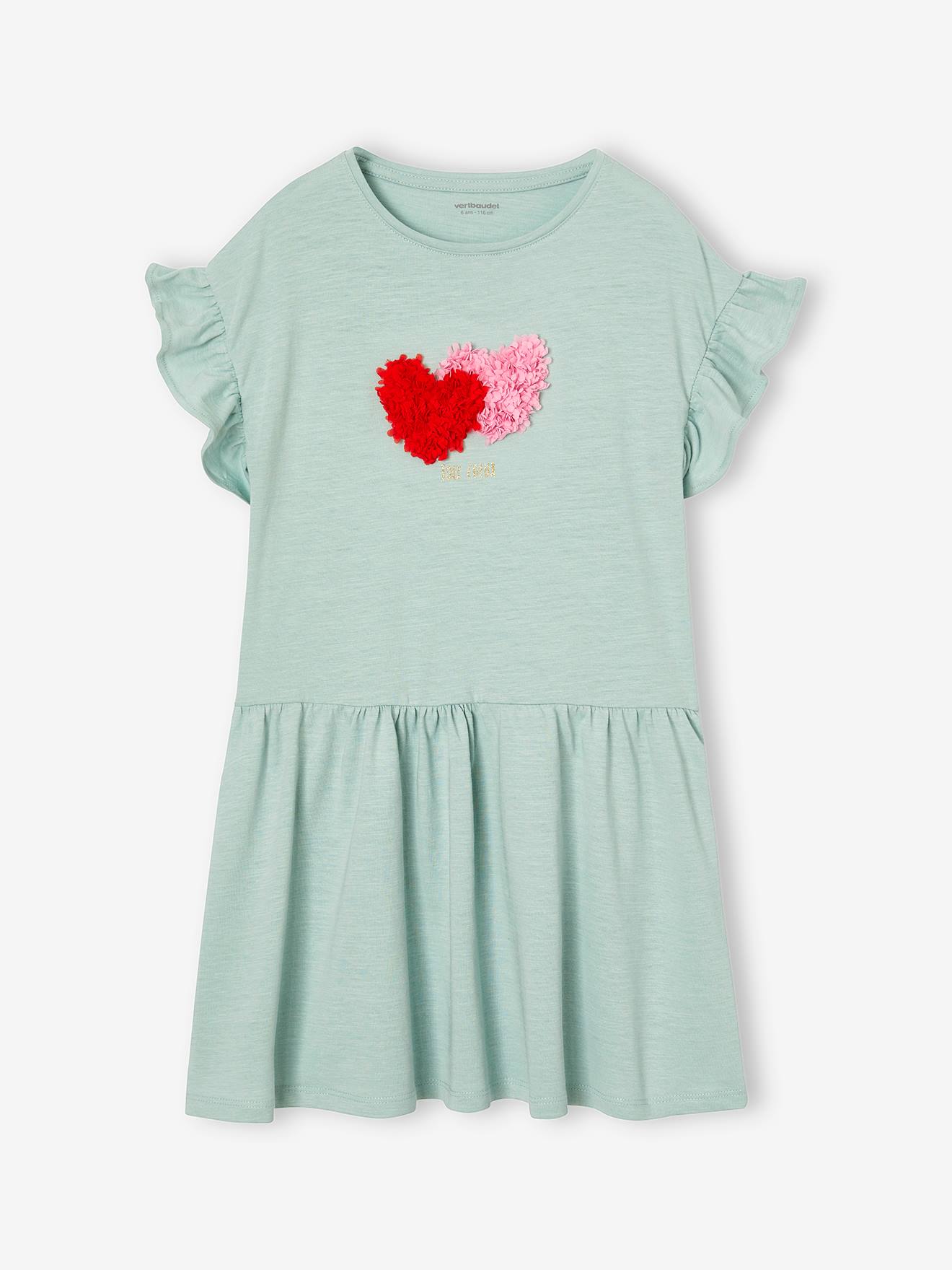 Robe motif fantaisie en relief fille bleu grisé
