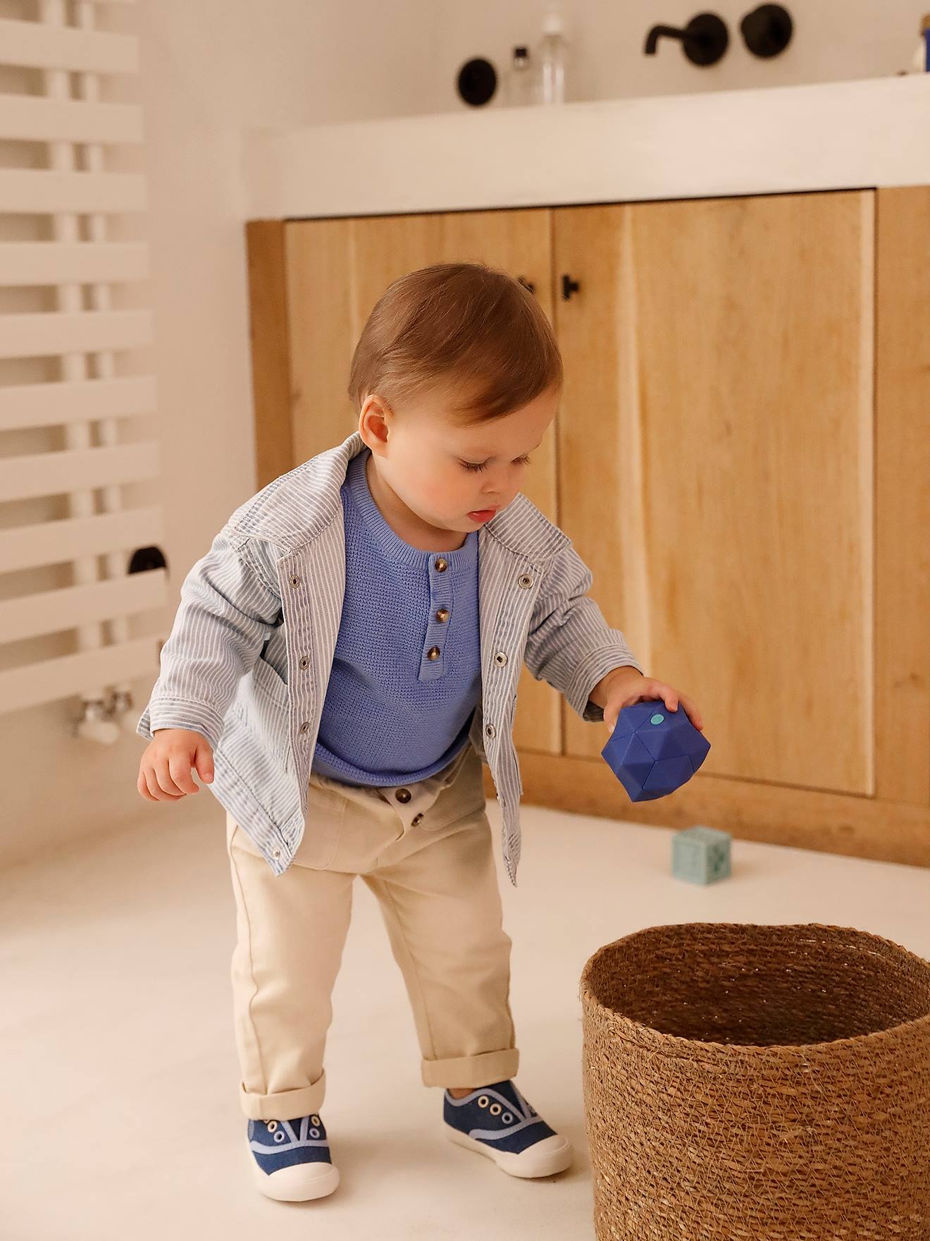 Pantalon taille élastiquée bébé vanille