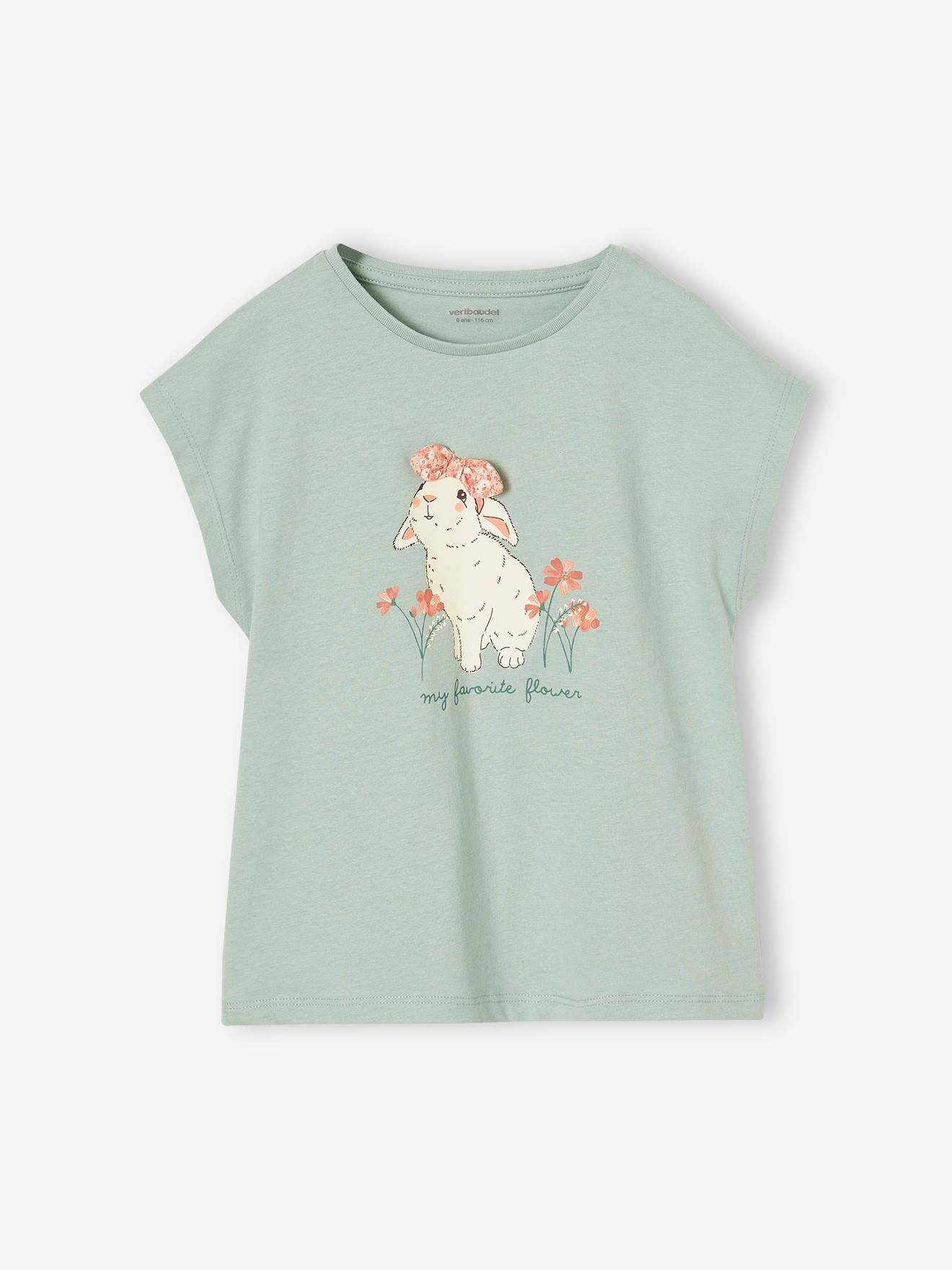 Tee-shirt motif fantaisie fille bleu gris 8 €