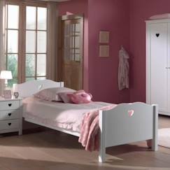 Chambre et rangement-Lit enfant pin massif et imitation bois blanc 90x200 Iris