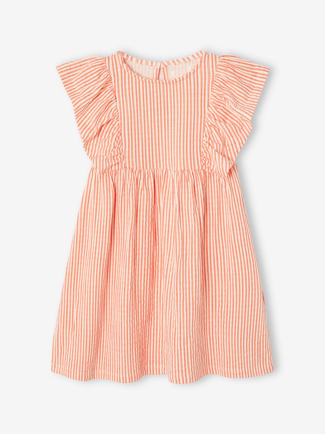 Robe en maille reliéfée fille corail