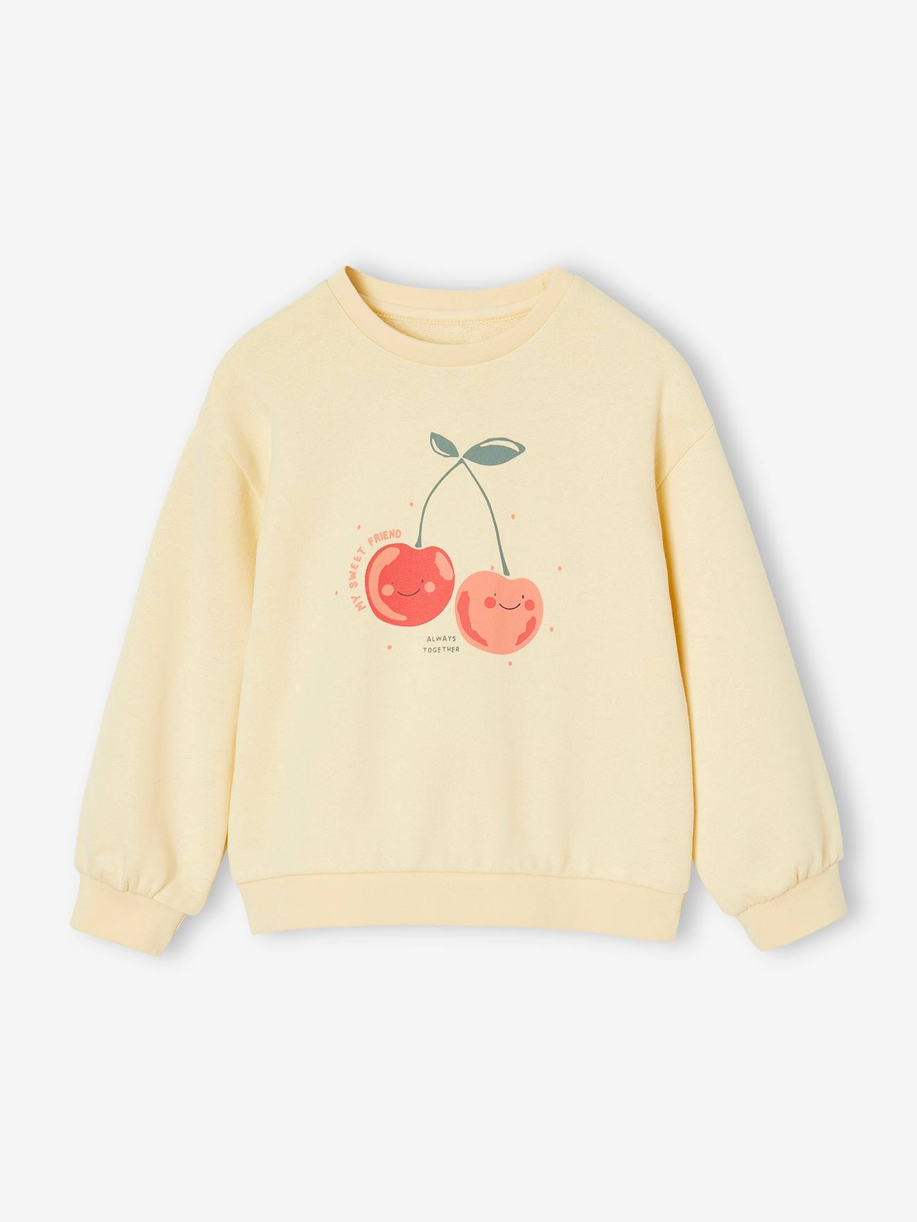 Sweat motif placé fille jaune pâle