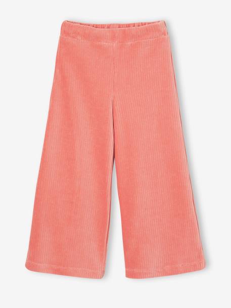 Pantalon fille large en velours anthracite+bleu grisé+blush+écru+kaki+marron+prune+rose 10 - vertbaudet enfant 