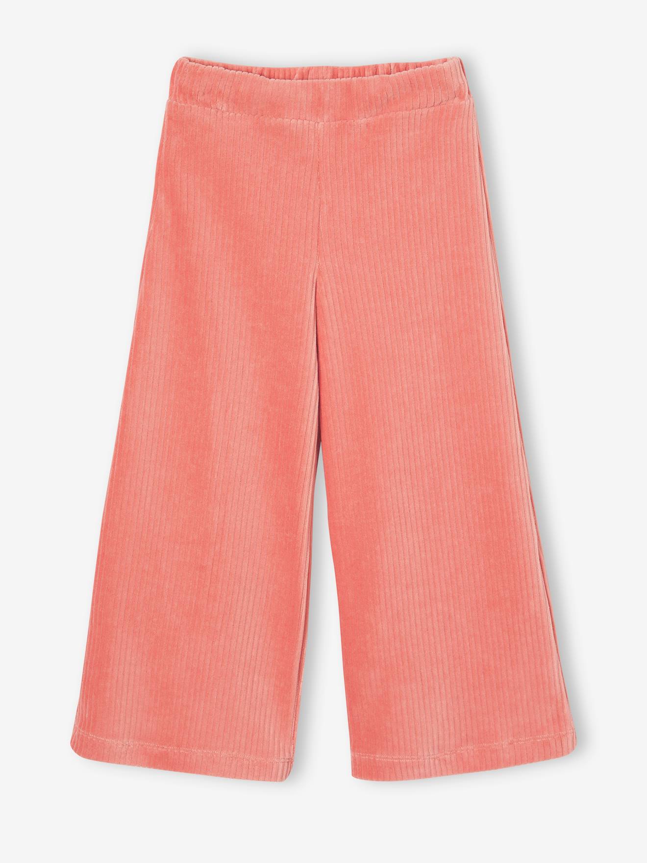 Pantalon large en velours fille blush