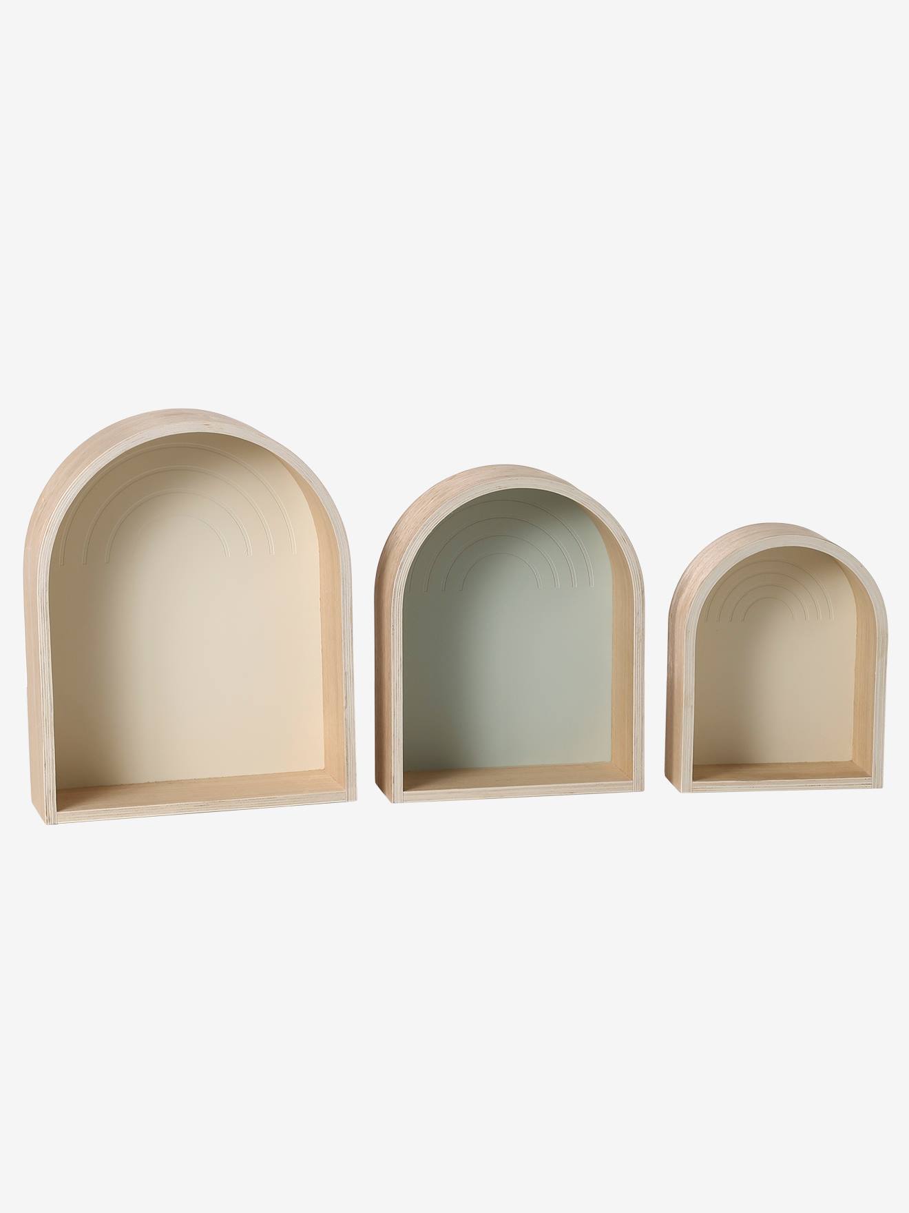 Lot de 3 étagères maison arc-en-ciel vert sauge
