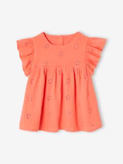 -Blouse en gaze de coton brodée fille