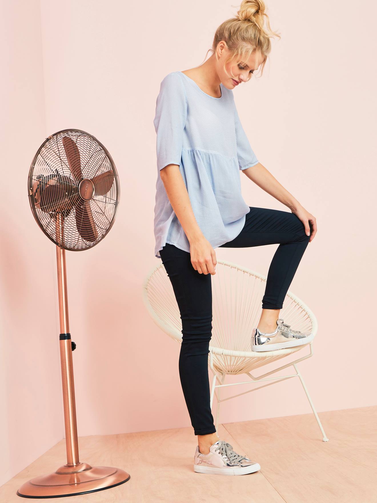 Skinny de grossesse en toile stretch noir