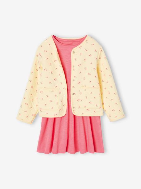 Fille-Ensemble veste matelassée imprimée fleurs + robe fille