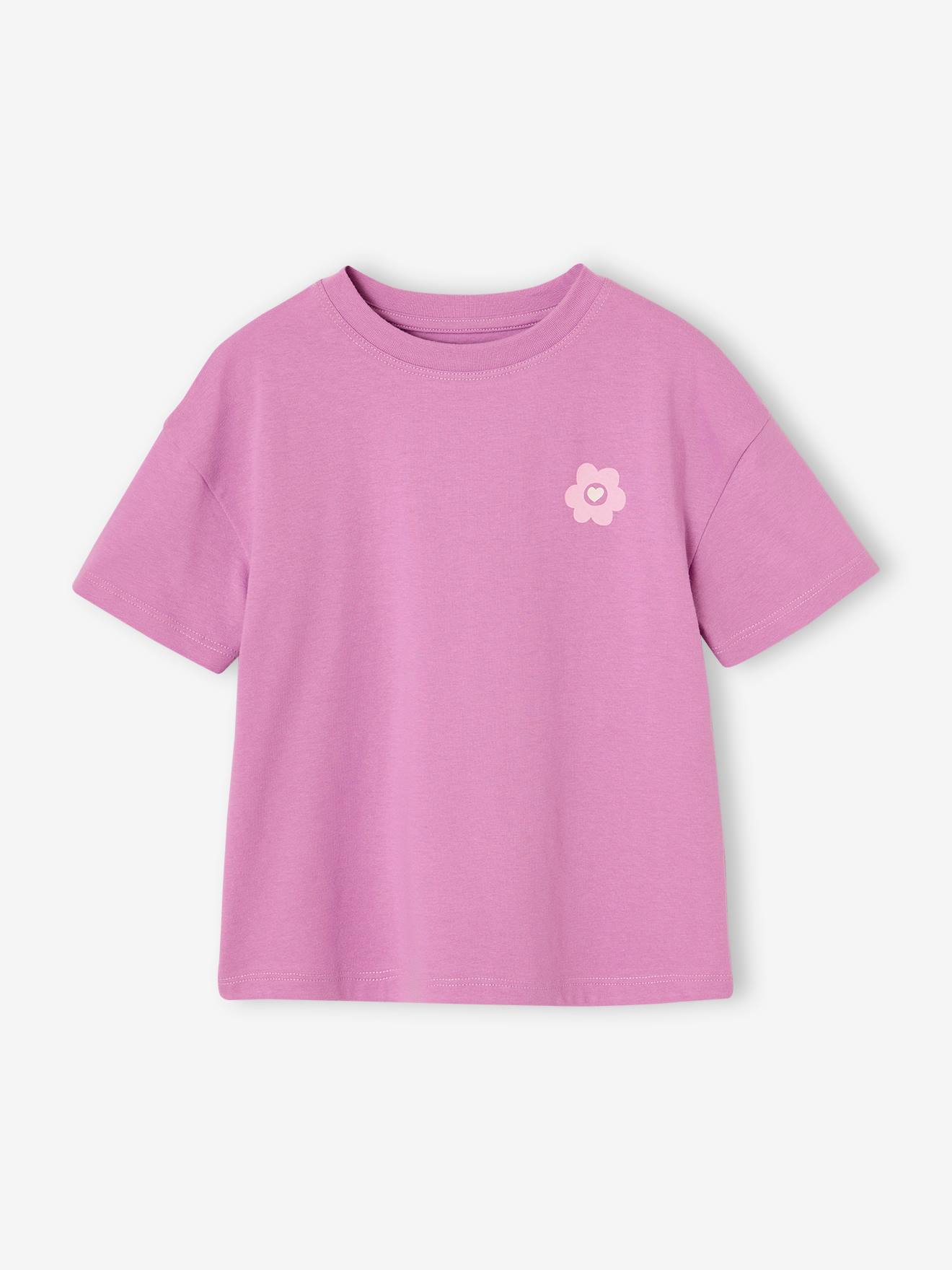 Tee-shirt uni fille manches courtes violet