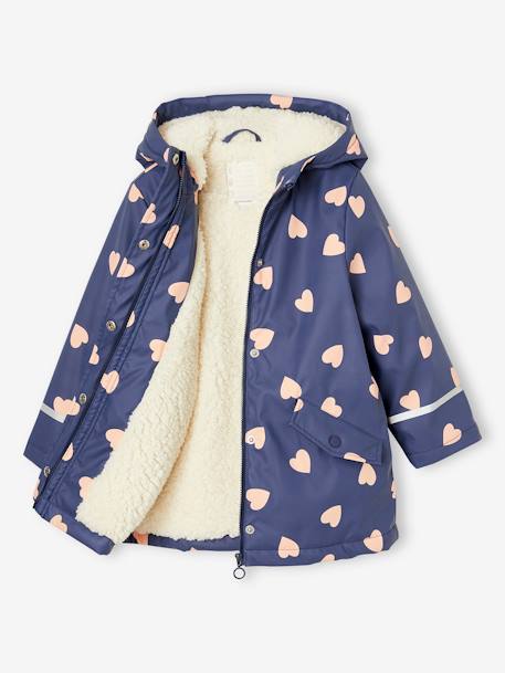 Ciré fille à capuche doublé sherpa anthracite+indigo+multicolore+rose pâle 7 - vertbaudet enfant 