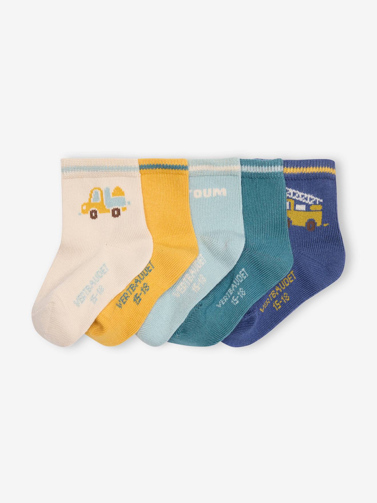 Lot de 5 paires de chaussettes « vroum » bébé assorties