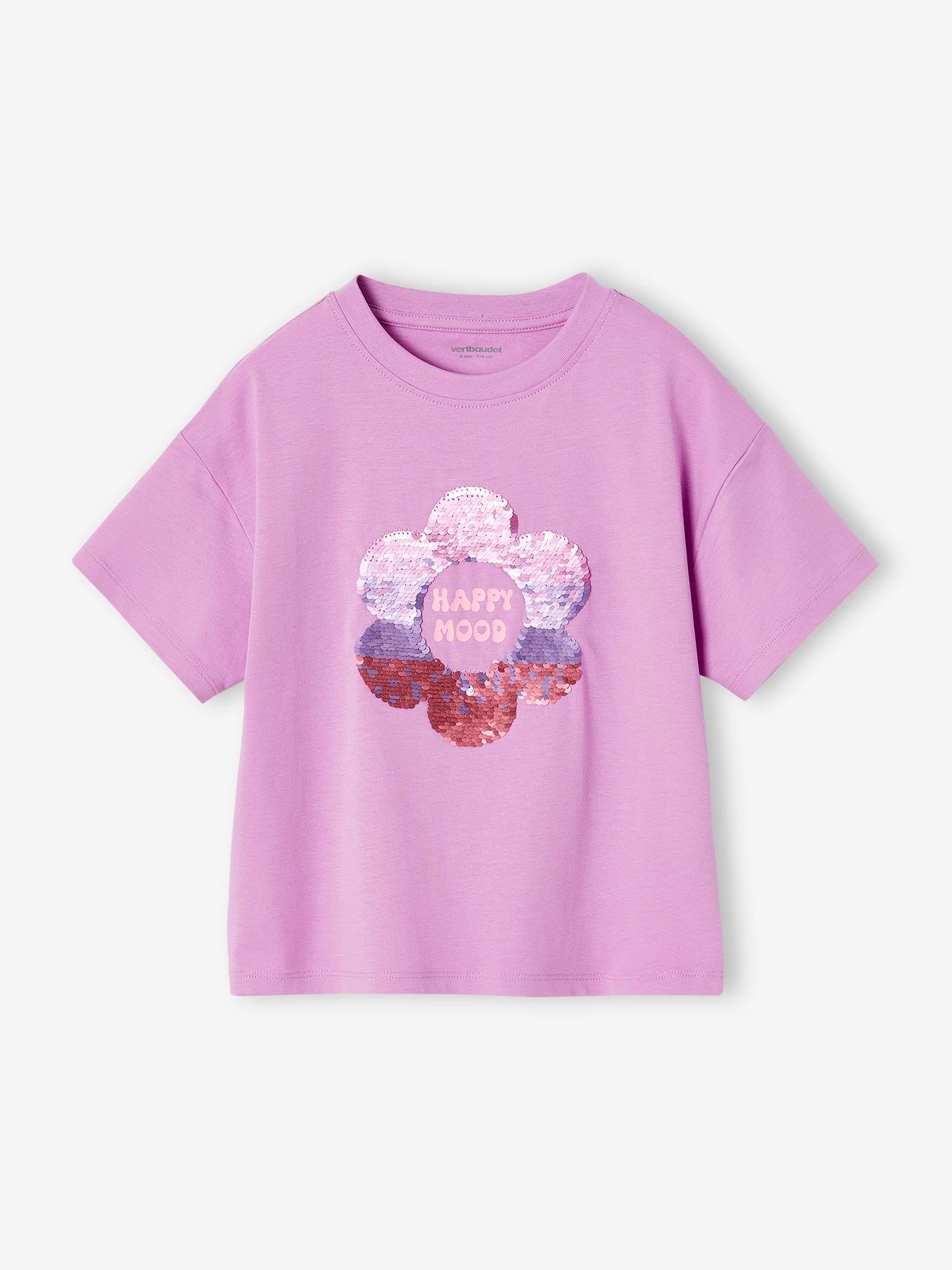 T-shirt motif en sequins fille violet