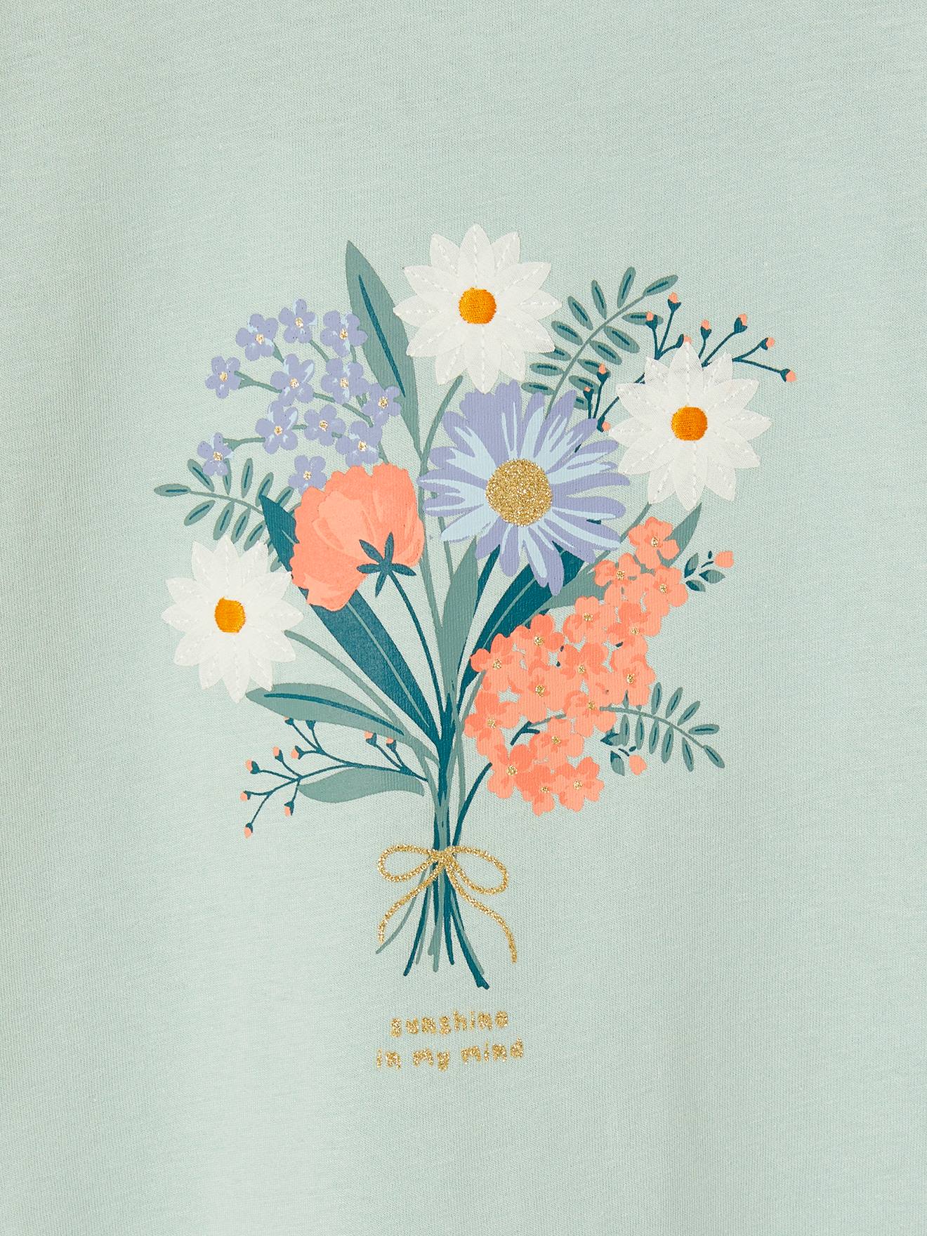 T-shirt cérémonie motif couronne de fleurs fille - blanc, Fille