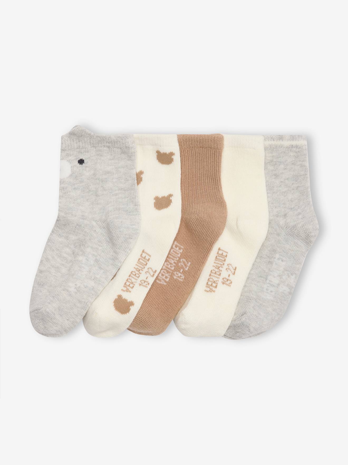 Lot de 5 paires de chaussettes « ourson » bébé assorties