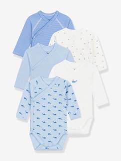 -Lot de 5 bodies bébé croisés manches longues PETIT BATEAU