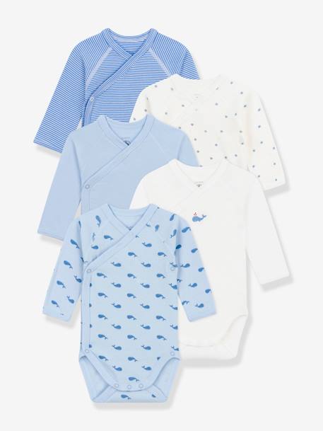 Bébé-Lot de 5 bodies bébé croisés manches longues PETIT BATEAU