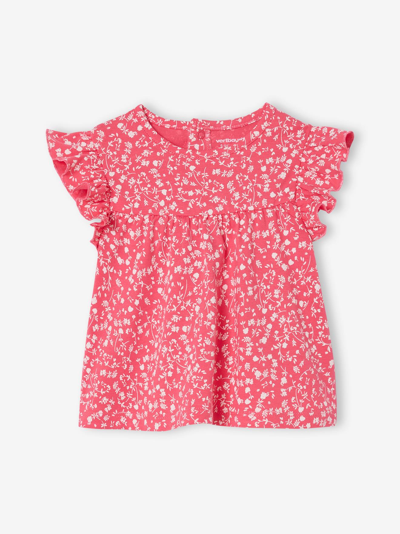 T-shirt manches volantées bébé fuchsia