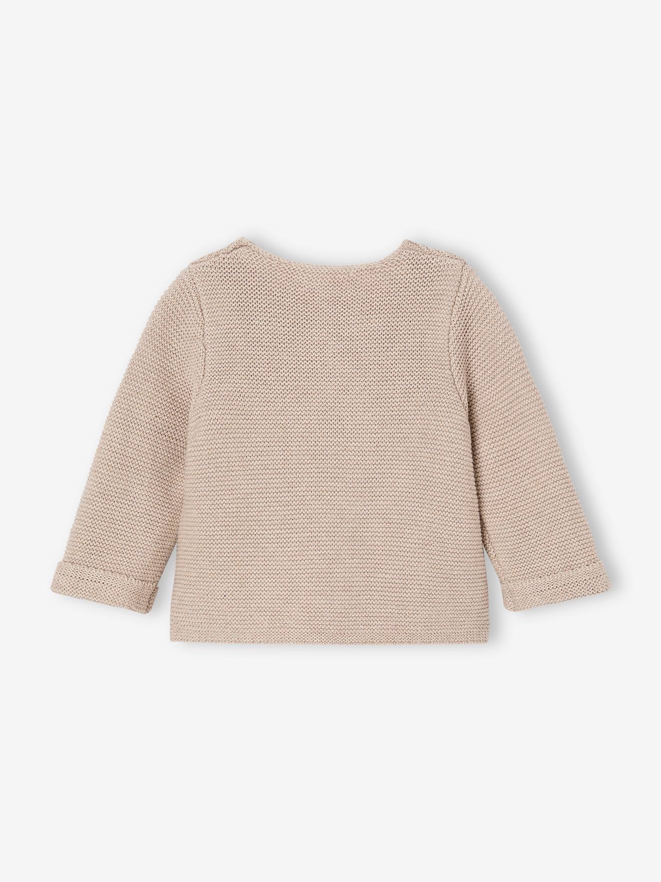 Gilet bébé naissance maille point mousse beige chiné (Vertbaudet) - Image 1