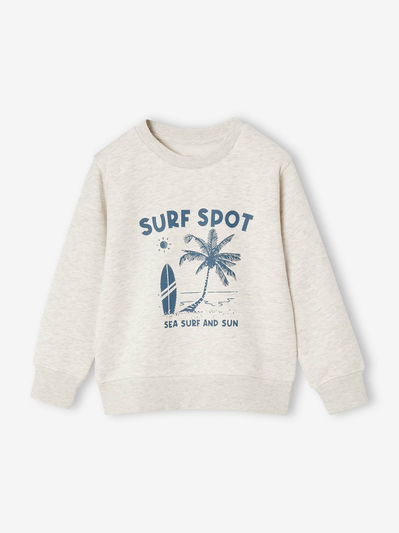 Sweat Basics motif graphique garçon blanc chiné