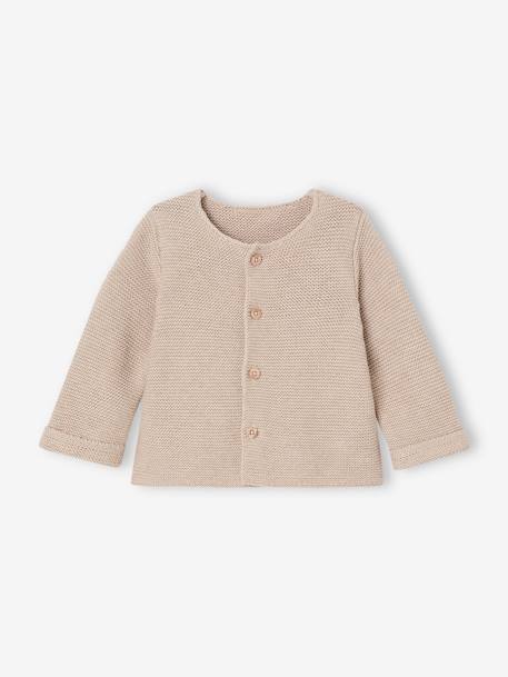 Bébé-Pull, gilet, sweat-Gilet bébé naissance maille point mousse