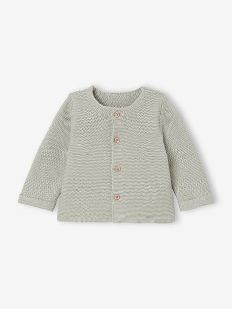 Bébé-Pull, gilet, sweat-Gilet bébé naissance maille point mousse